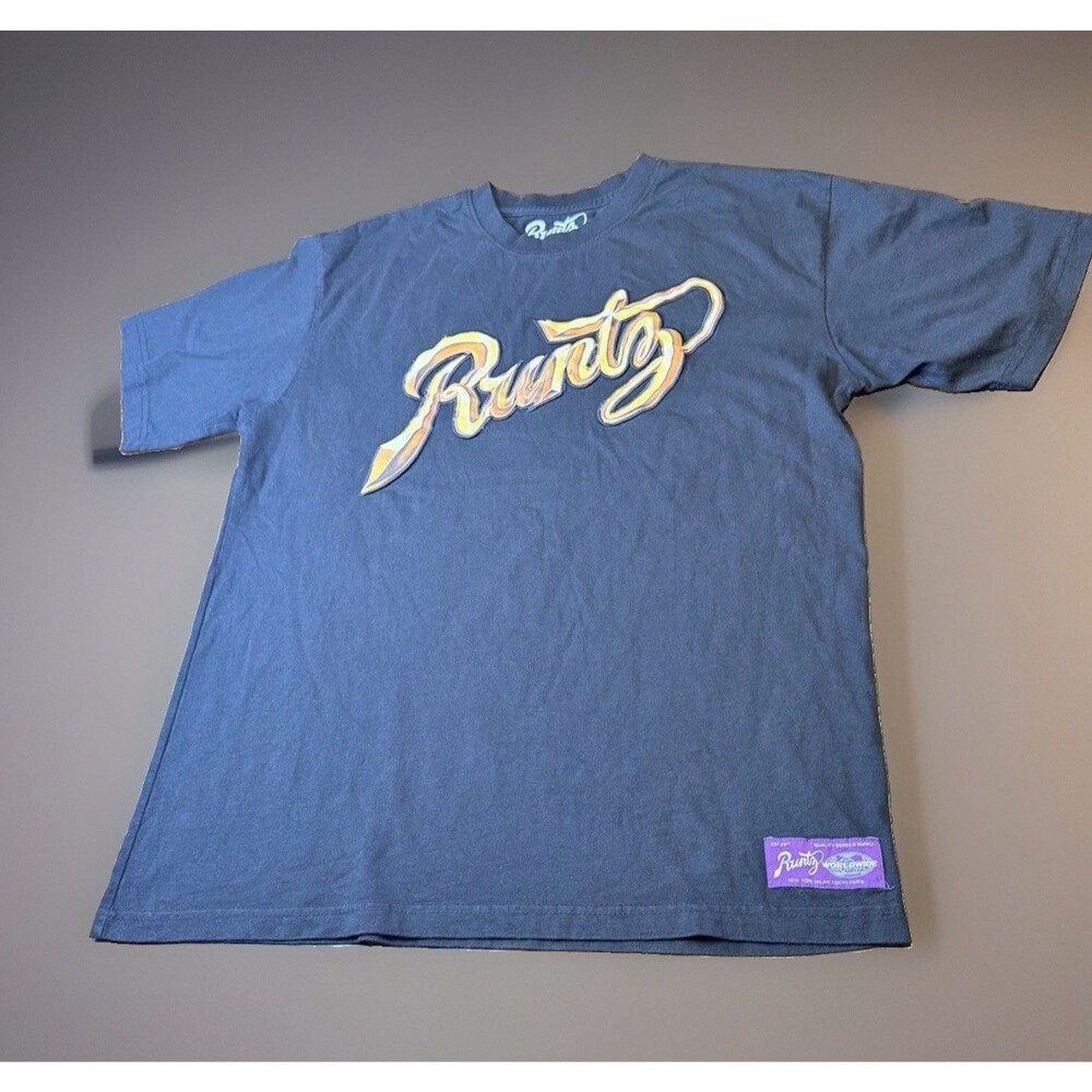 Runtz Worldwide Embroidered Script Logo T Shirt Mens Large Black Streetwear